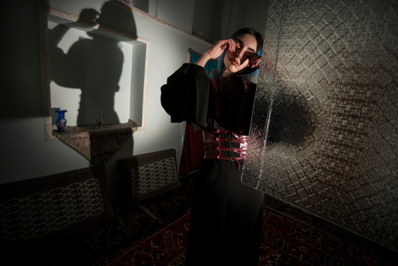 Figure in traditional dress and colour, Isfahan