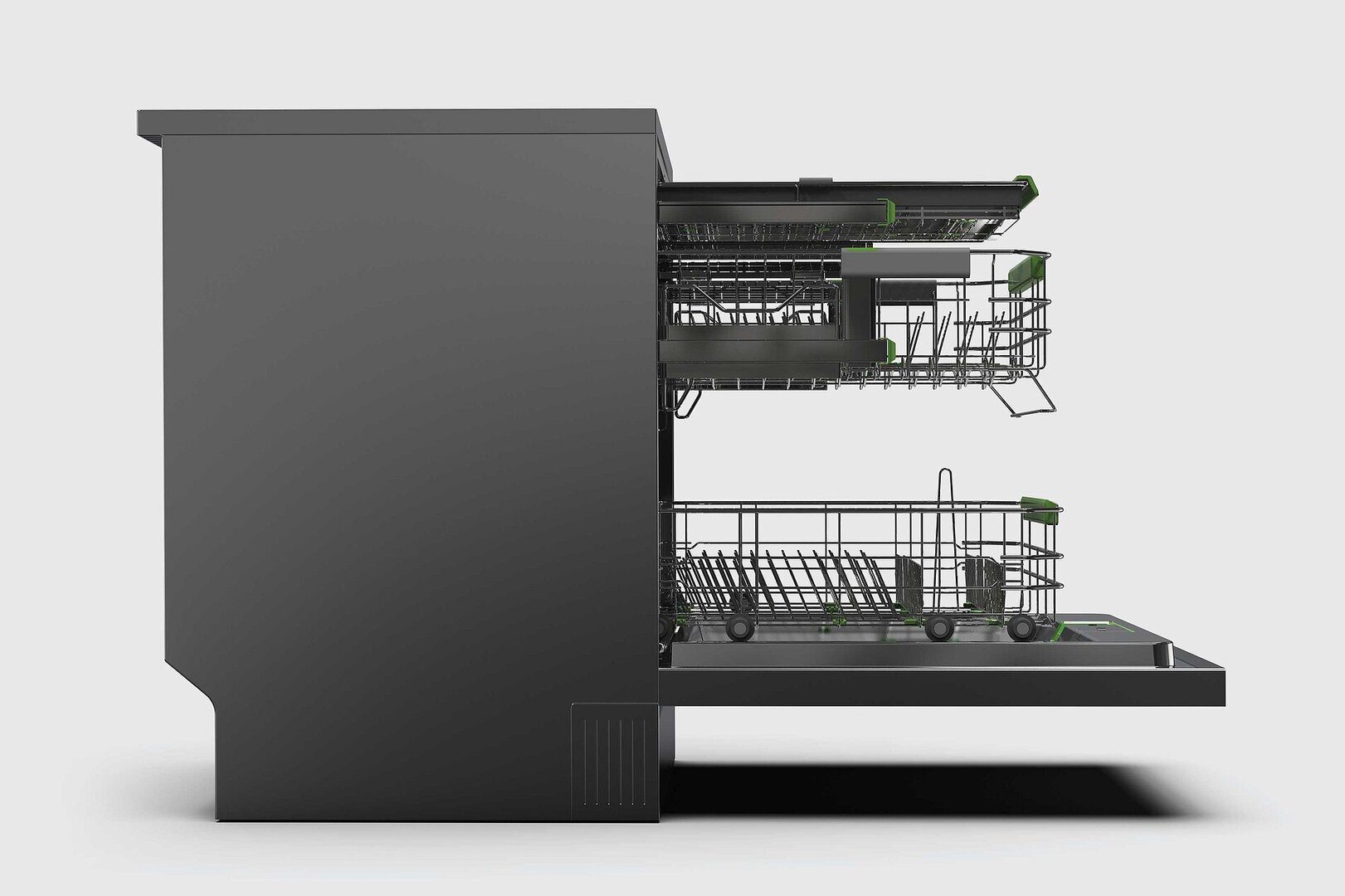 Elegant dishwasher, closed, full steel door