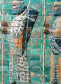 Ancient Persian glazed-brick relief, reference for texture and finish